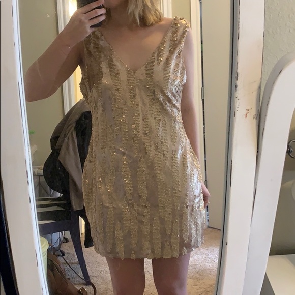 Gold Sequin Semi Formal Dress - Picture 4 of 5